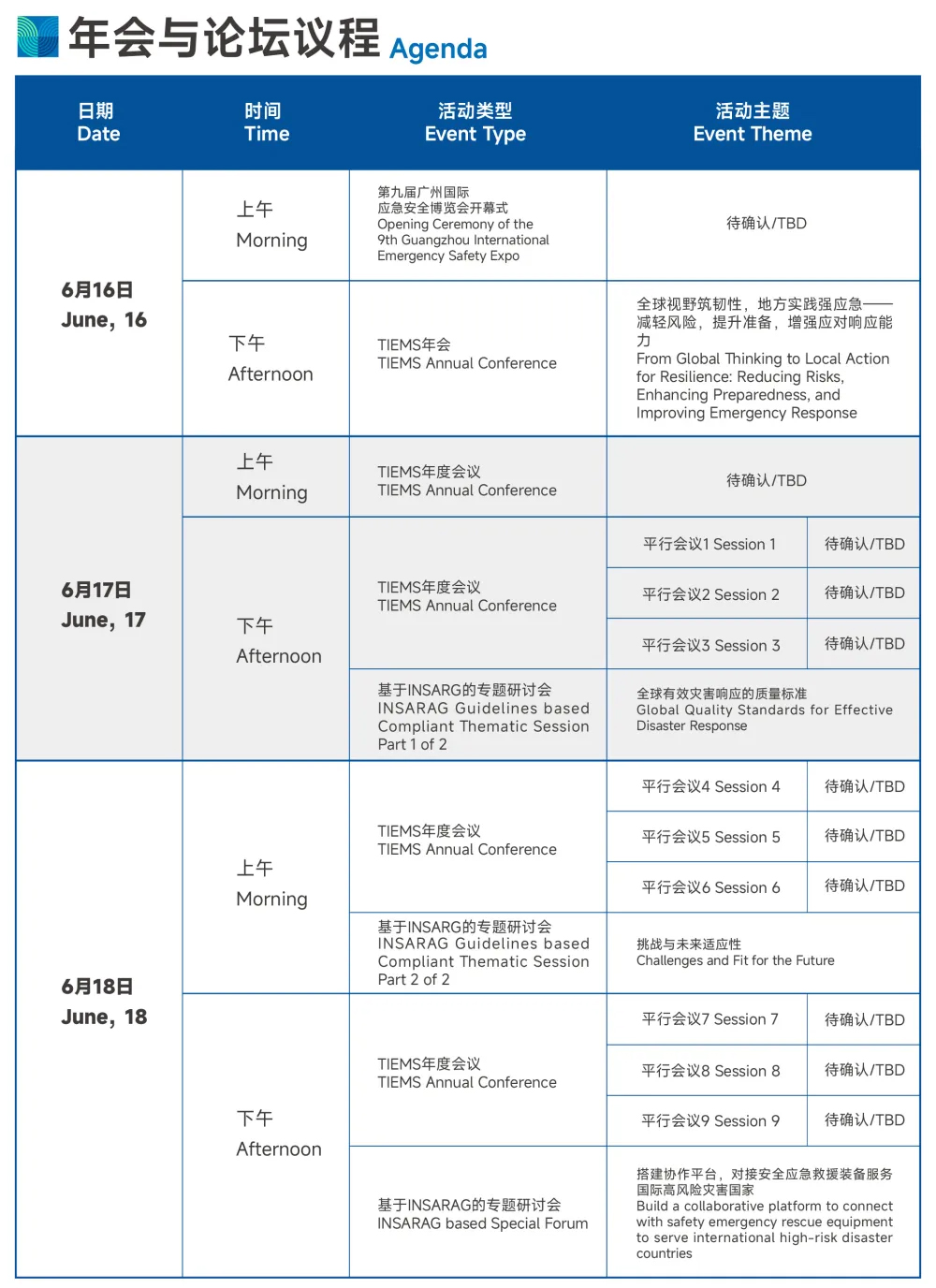 议程概览